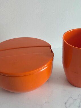 Vintage Orange Sugar Bowl & Creamer Rosti Denmark